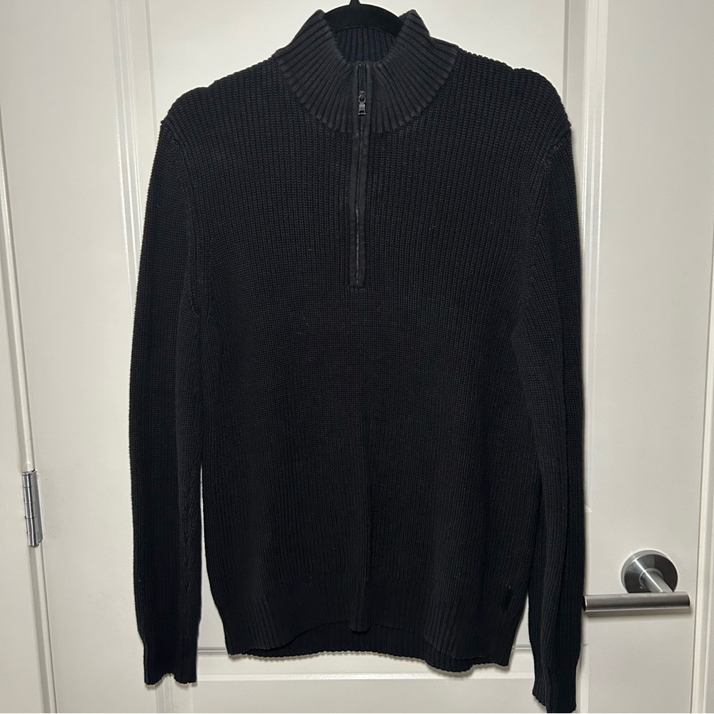 Calvin Klein 100% Cotton Black Half Zip Sweater Size L